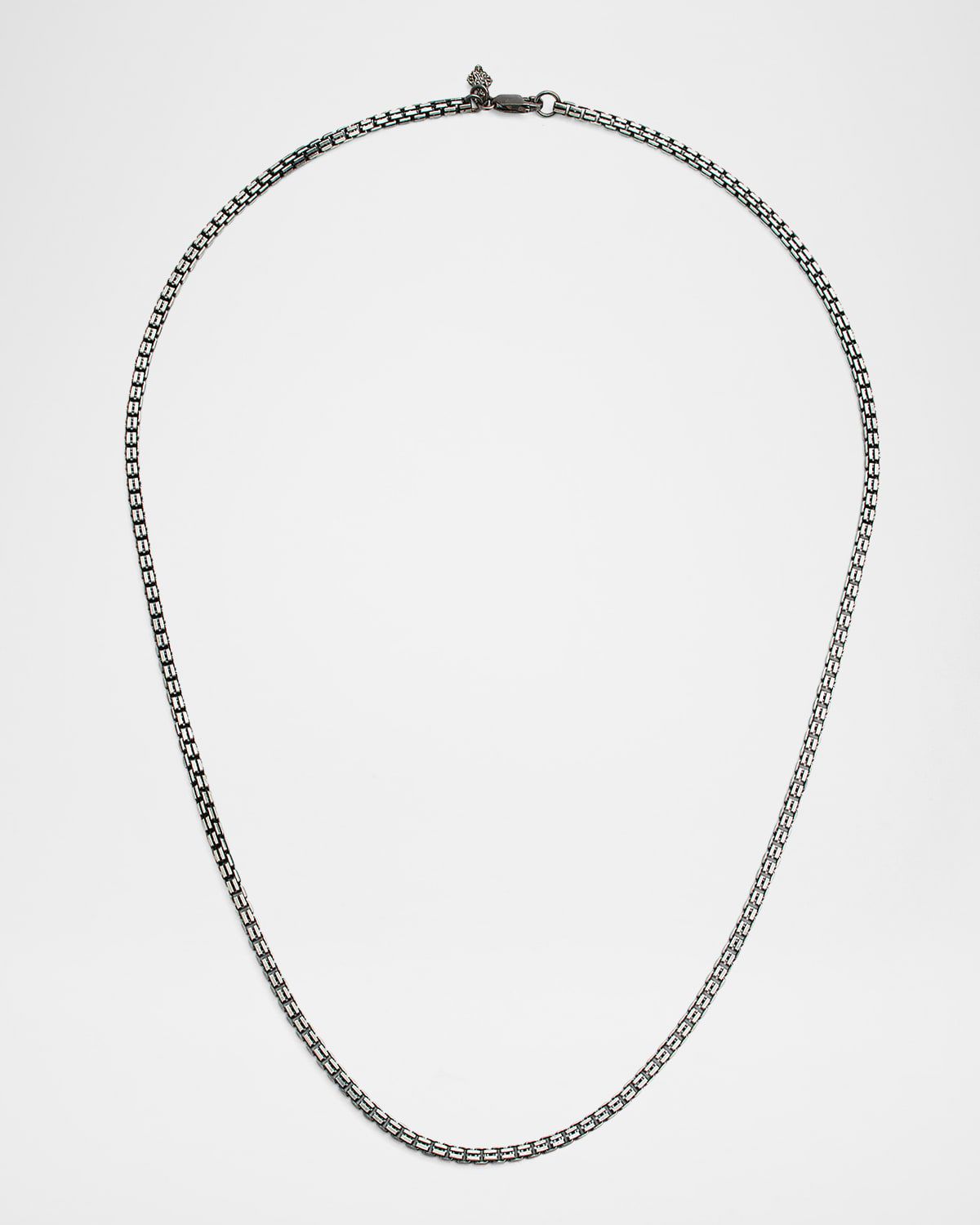 Men & apos;s Gunmetal Sterling Silver Box Chain Necklace