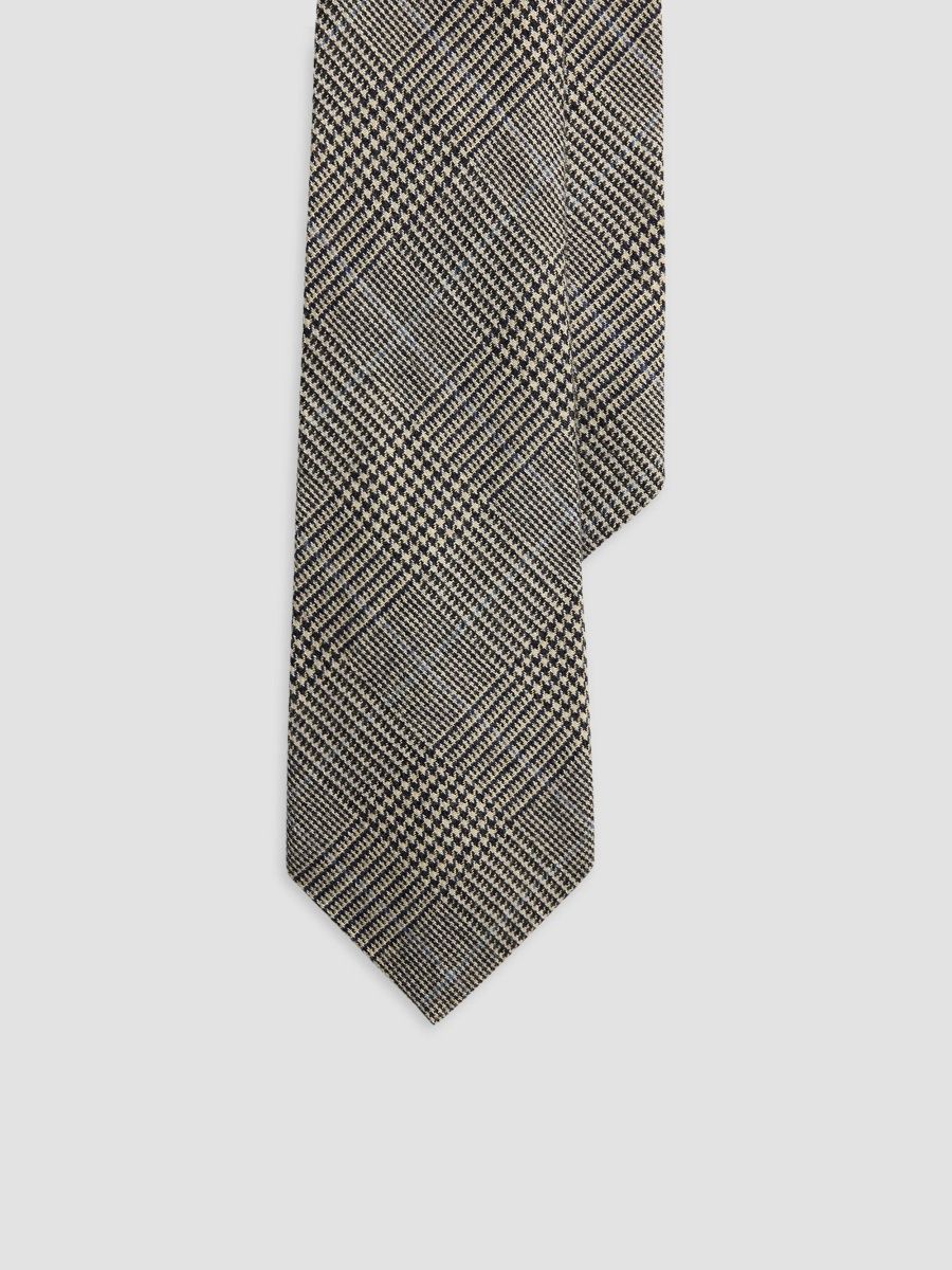 Ralph Lauren Purple Label Men's Glen Check Wool-Silk-Cashmere Tie - Navy Cream Multi