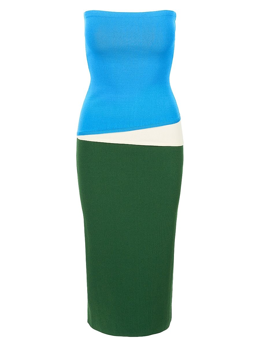 Women's La Serena Colorblocked Strapless Midi-Dress - Jungle Sky Ivory - Size XL