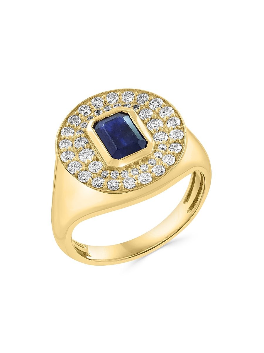 Women's 14K Yellow Gold, Sapphire & 0.65 TCW Diamond Cocktail Ring - Yellow Gold - Size 7