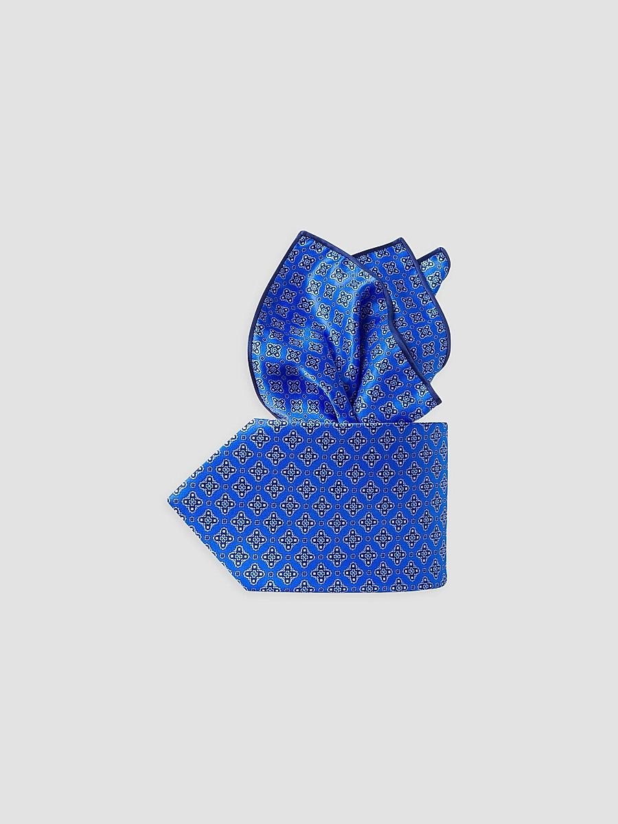 Stefano Ricci Men's Luxury Printed Silk Tie Set - Blue