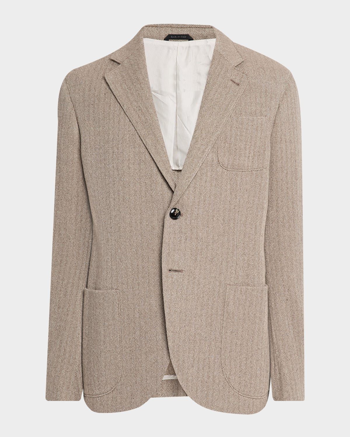 Men & apos;s Herringbone Cashmere and Wool Sport Coat