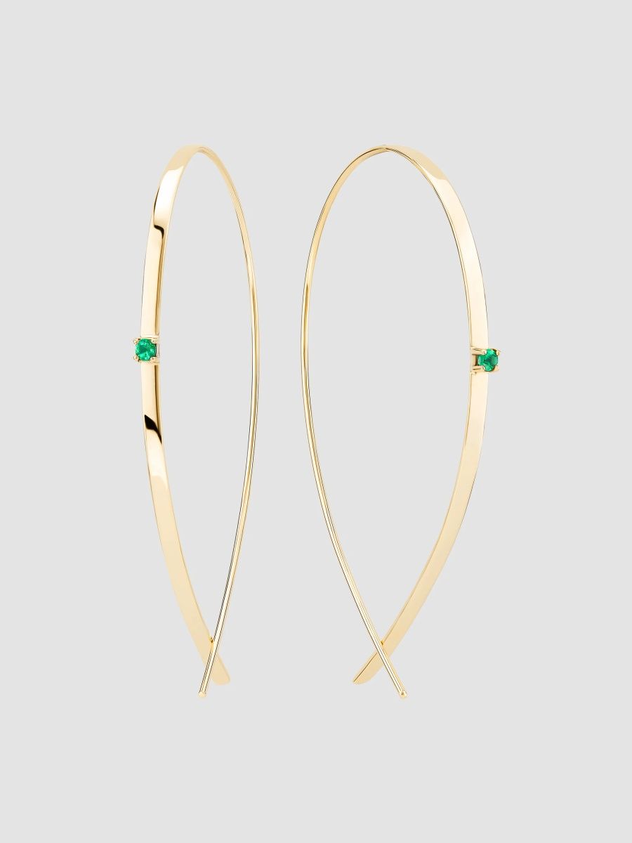 Lana Women's 14K Yellow Gold & Emerald Upside-Down Hoop Earrings - Yellow Gold