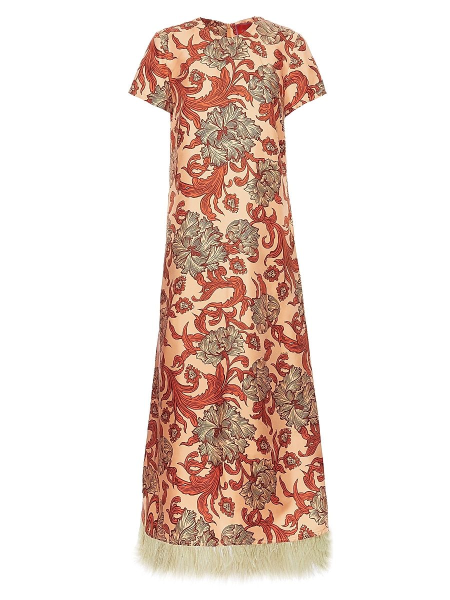 Women's Swing Dress with Feathers - Reef Pale Pink - Size Large