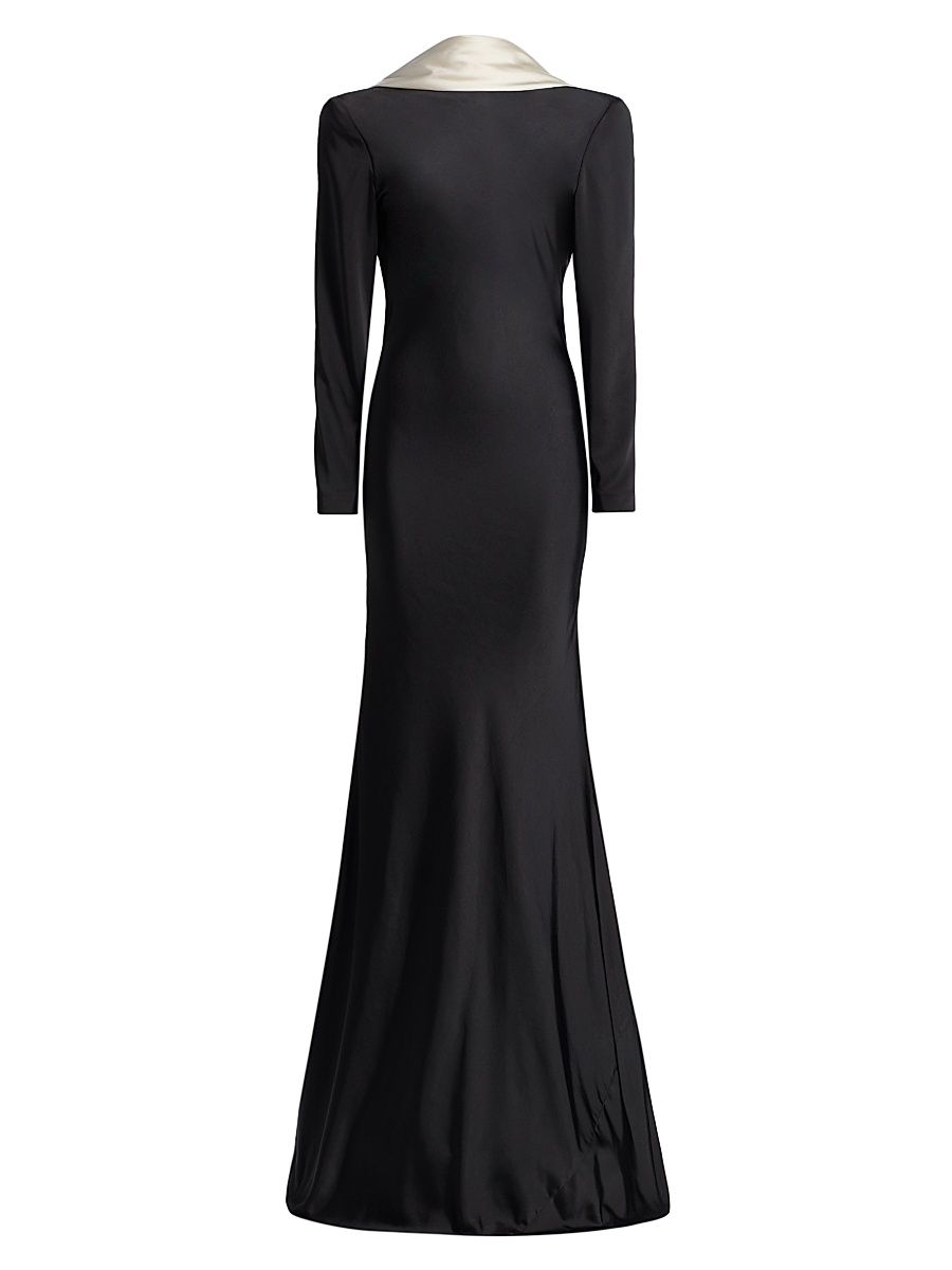 Women's Allegra Charmeuse Trumpet Gown - Black Ivory - Size 6