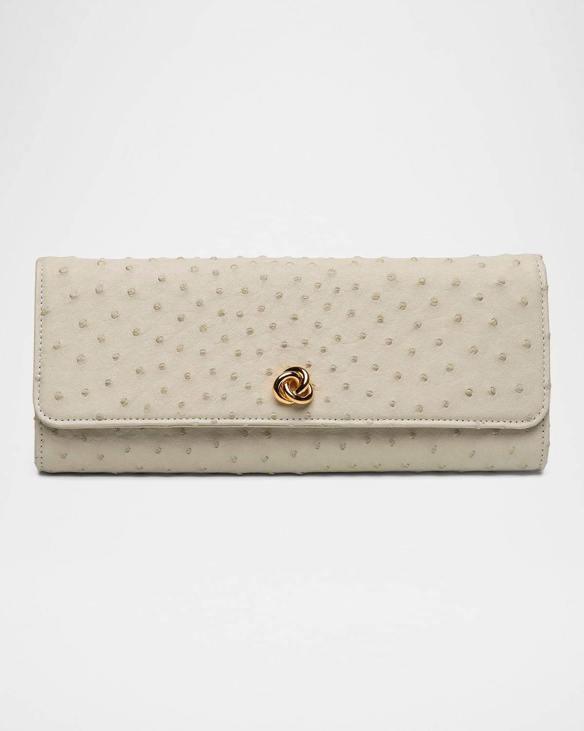 Robbie Ostrich Leather Flap Clutch Bag
