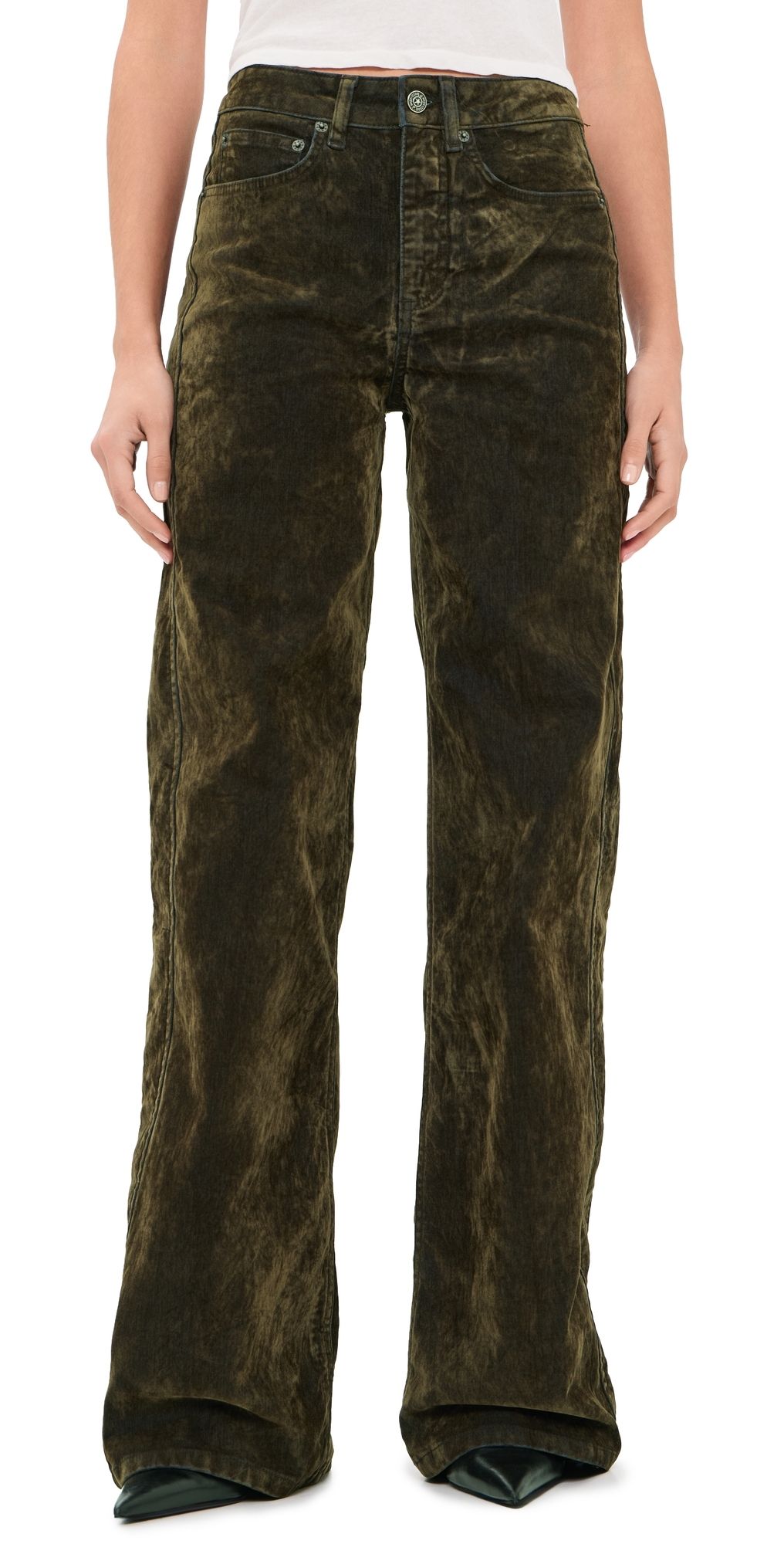Cinq à Sept Flocked Velvet Betsy Pants Dark Olive 0
