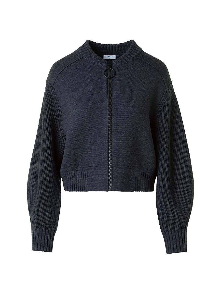 Women's Wool Bomber Jacket - Charcoal - Size 6