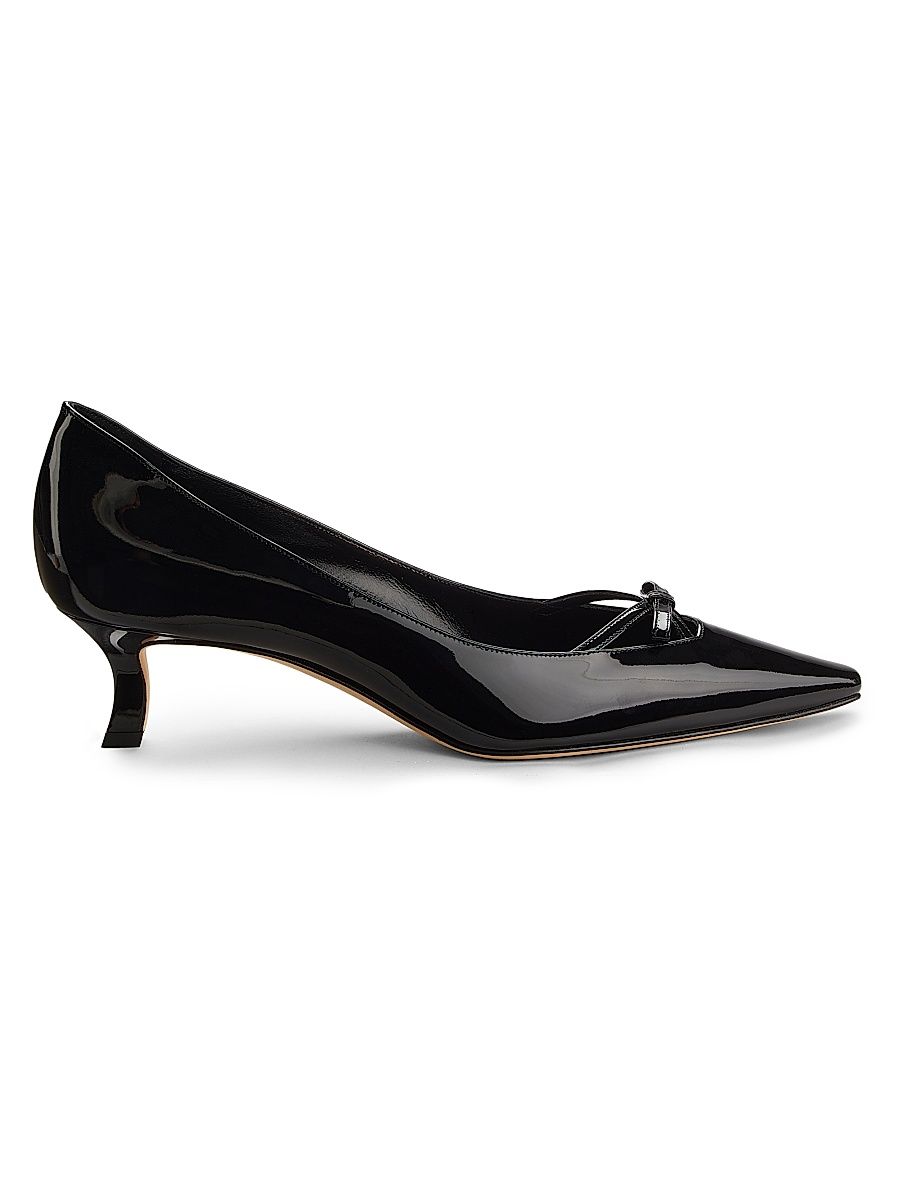 Women's Grafa Bow Patent Leather Pumps - Black - Size 7