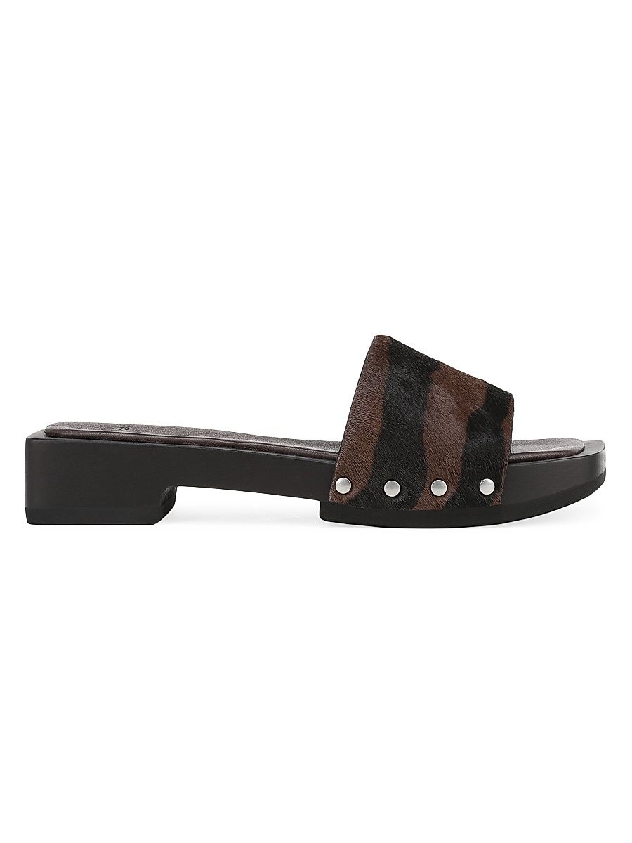 Women's 32MM Barbara Studded Zebra-Print Calf Hair Sandals - Molton Brown - Size 11