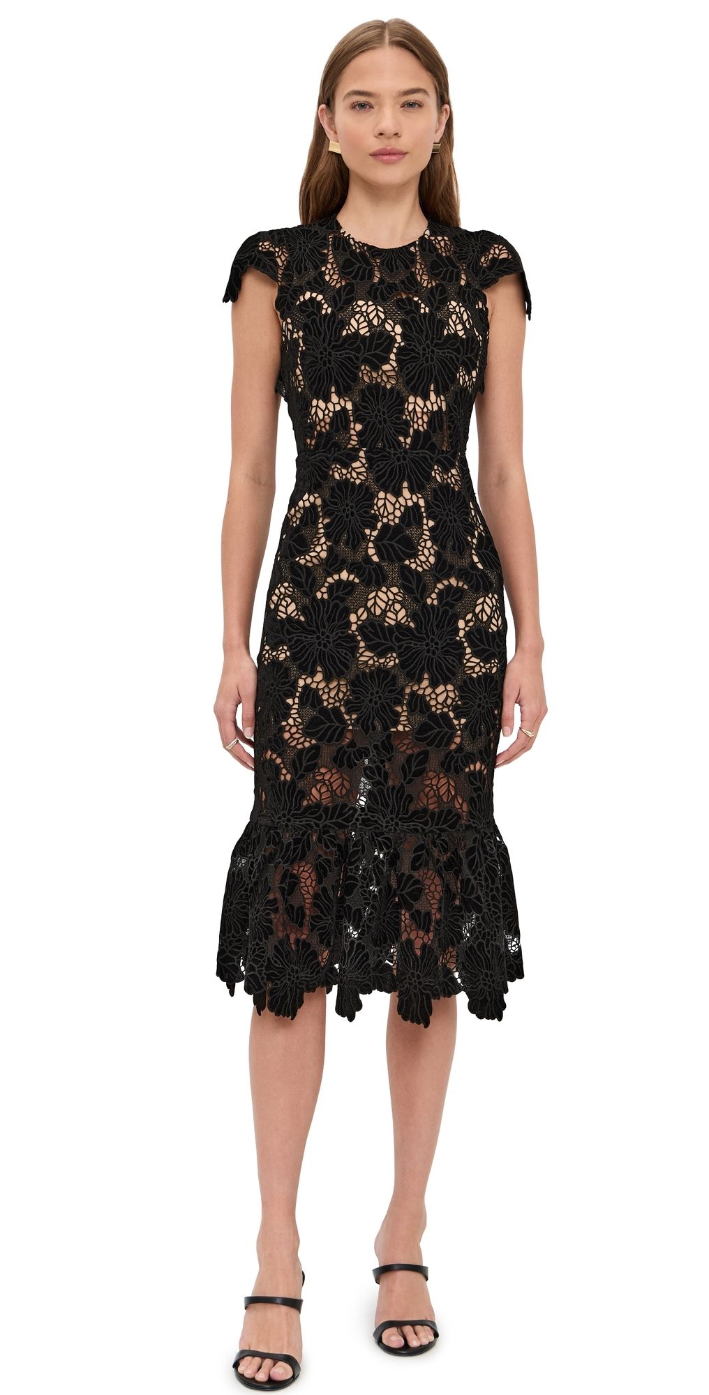 ALICE + OLIVIA Clover Open Back Midi Dress Black 4