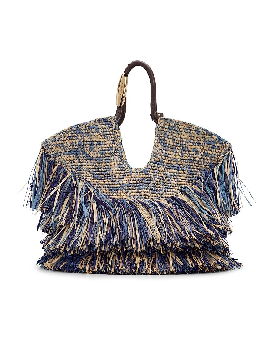 Women's Goldentime Small Fringed Tote Bag - Denim Blue