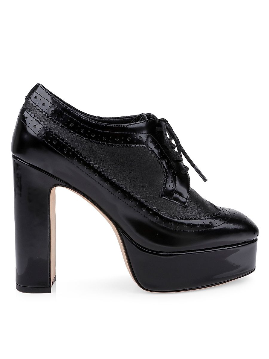 Women's Tania 125MM Leather Platform Pumps - Black Leather - Size 10