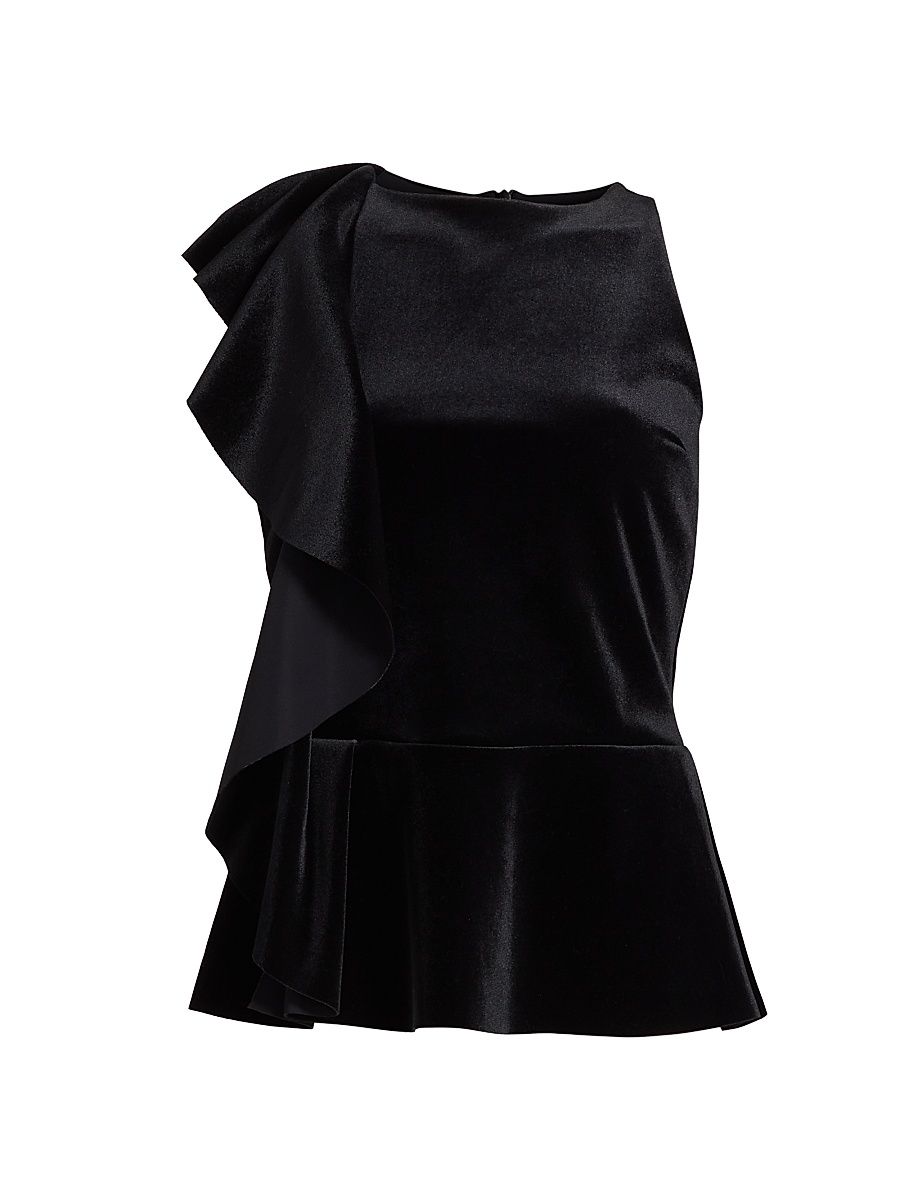 Women's Olha Velvet Peplum Top - Black - Size 10