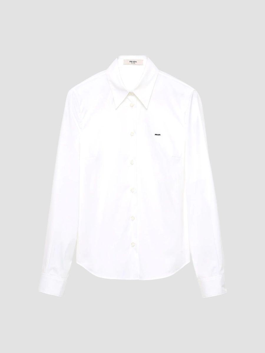 Prada Women's Stretch Poplin Shirt - White - Size 10