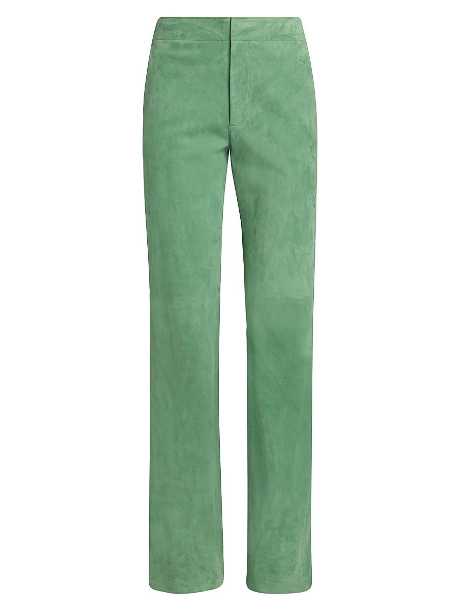 Women's Freja Suede Straight-Leg Pants - Aventurine - Size 8