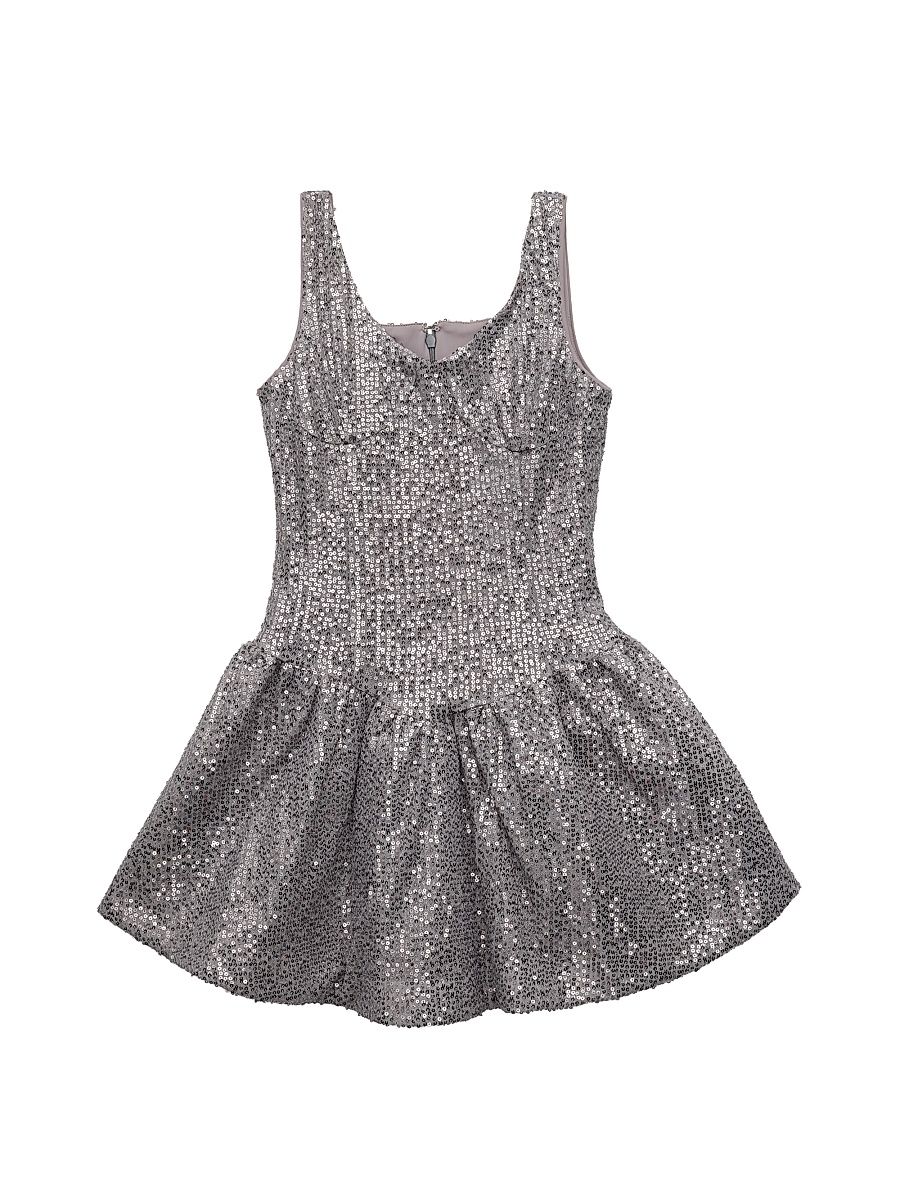 Girl's Zena Sequined Minidress - Silver Sequin - Size 14