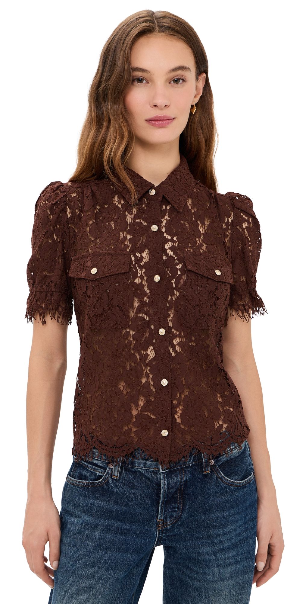 Generation Love Mikaelle Lace Shirt Espresso XXL