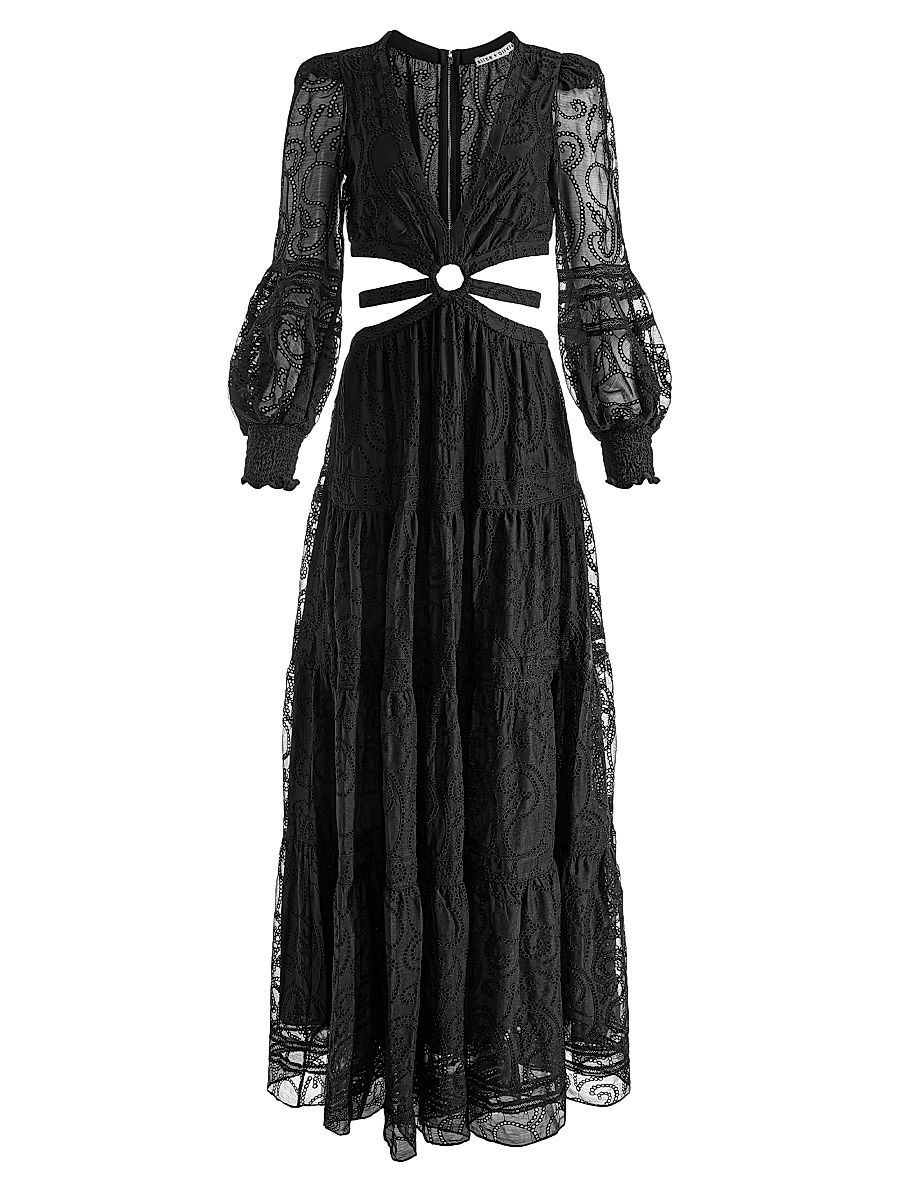 Women's Patrica Tiered Ruffle Maxi Dress - Black - Size 10