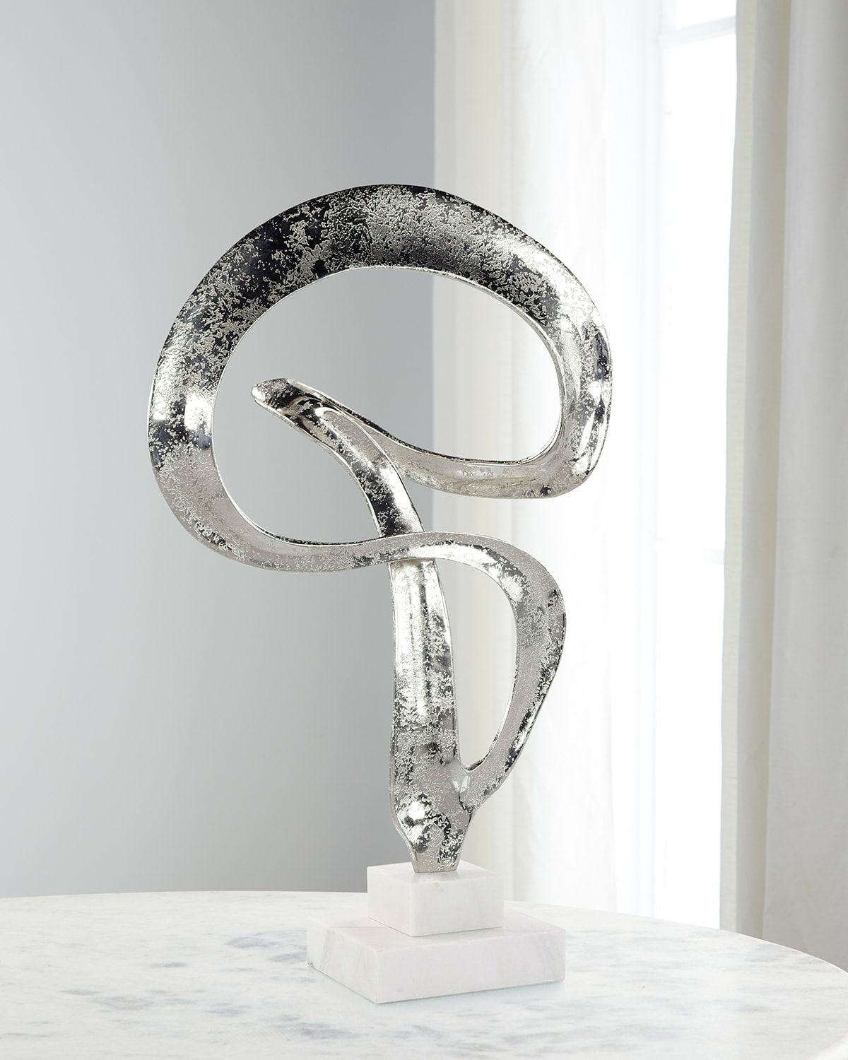 Winding Flourish Sculpture on Marble Base
