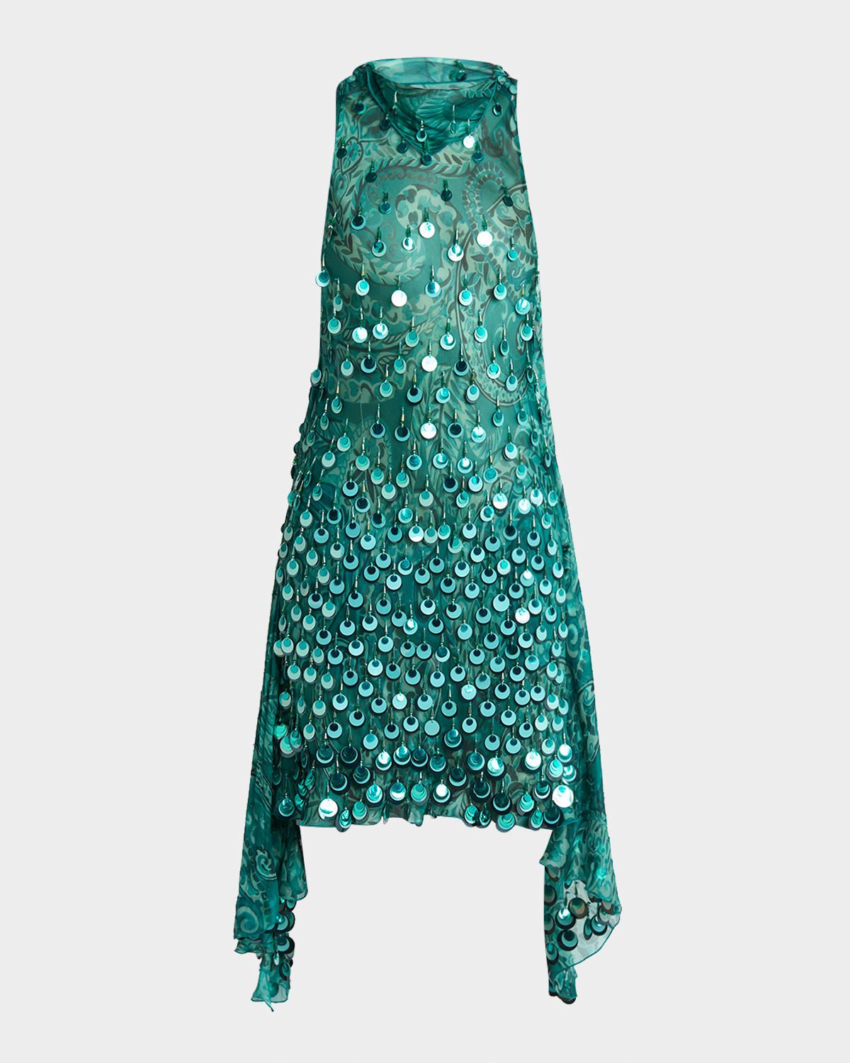 Sequined Silk Mini Dress