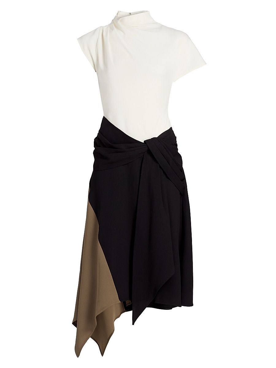 Women's Davina Asymmetric Midi-Dress - Black Multi - Size 14