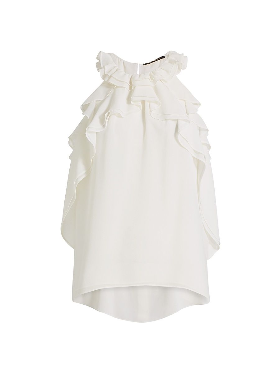 Women's Bristol Ruffle Chiffon Sleeveless Blouse - Ivory - Size XL