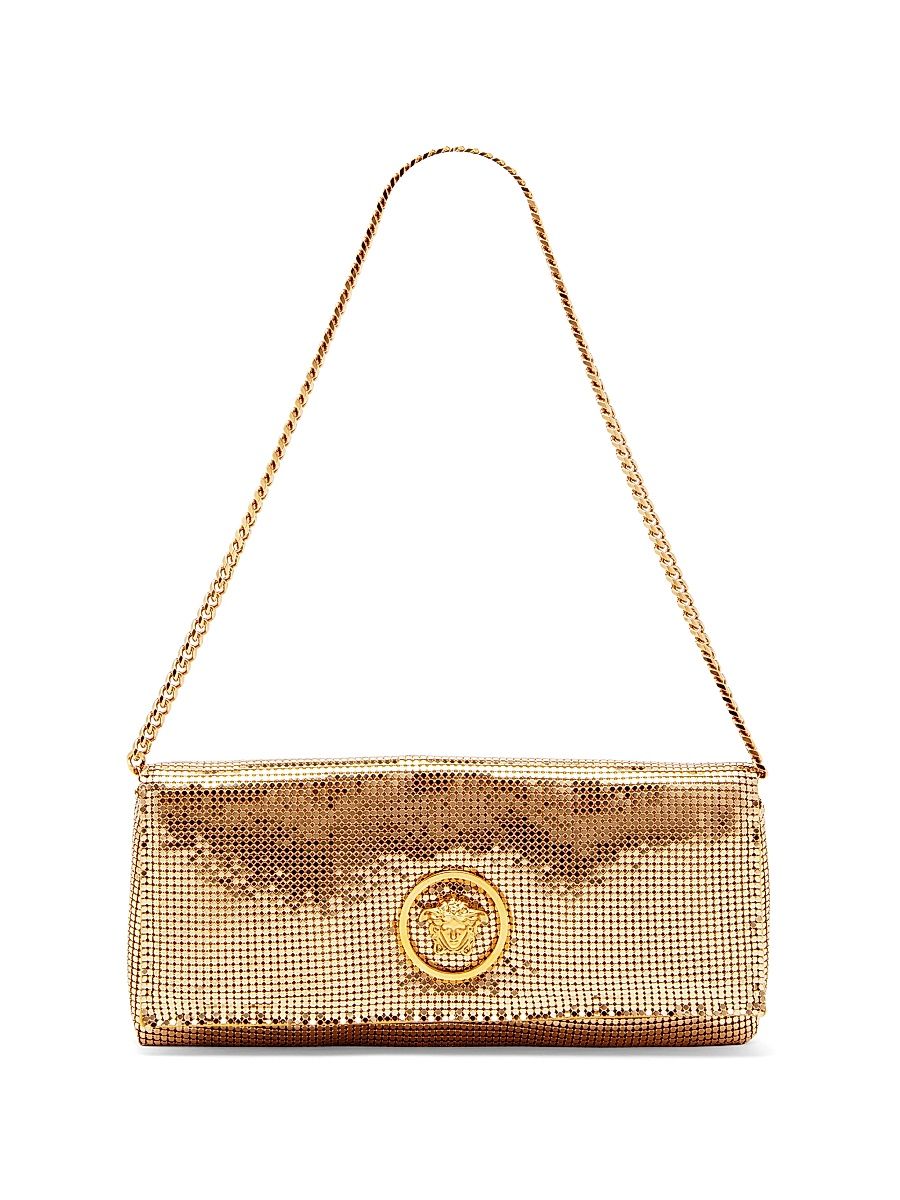 Women's Medusa Metallic Convertible Clutch - Crystal Versace Gold
