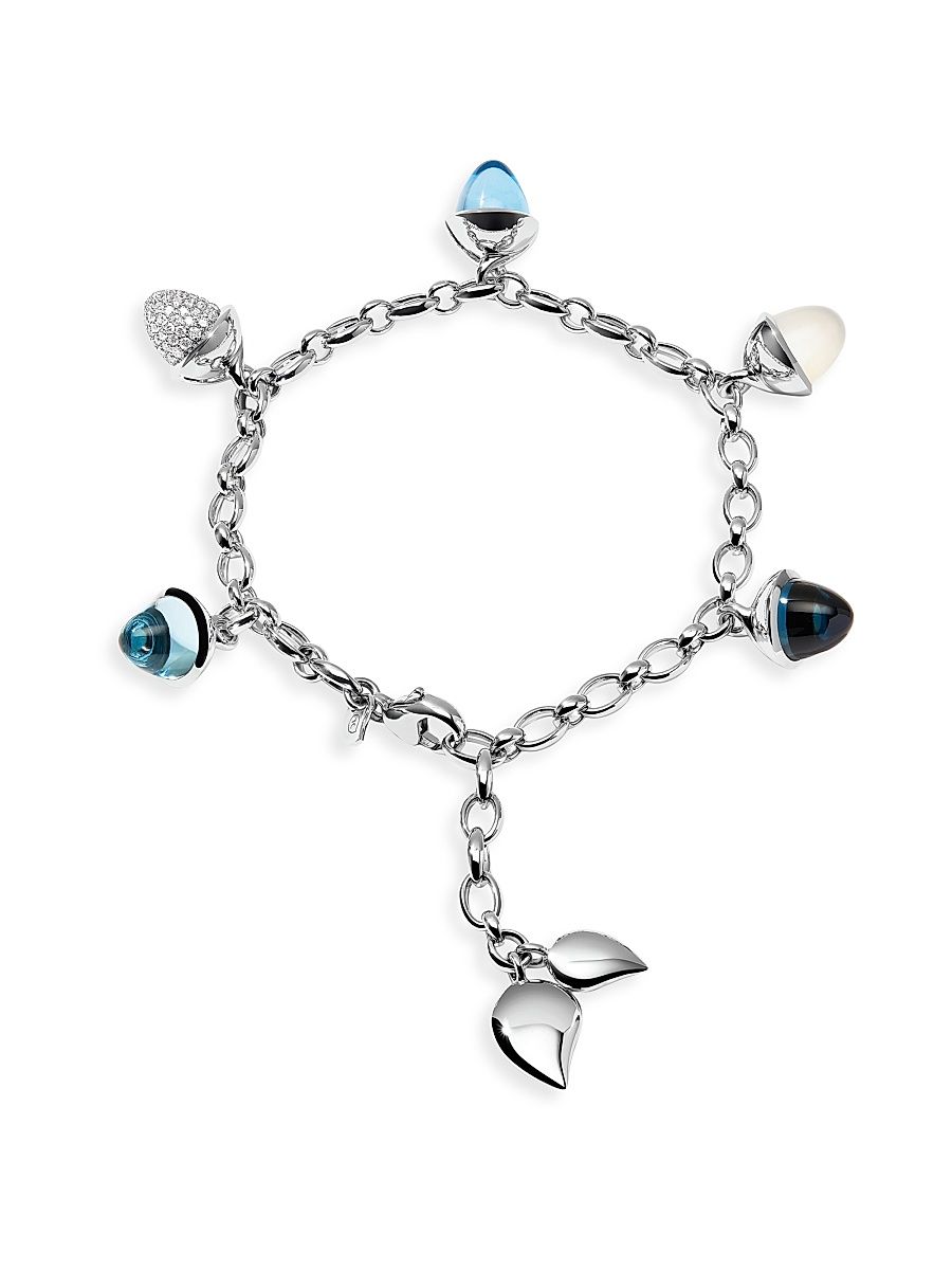 Women's Mikado Flamenco 18K White Gold & Multi-Gemstone Charm Bracelet