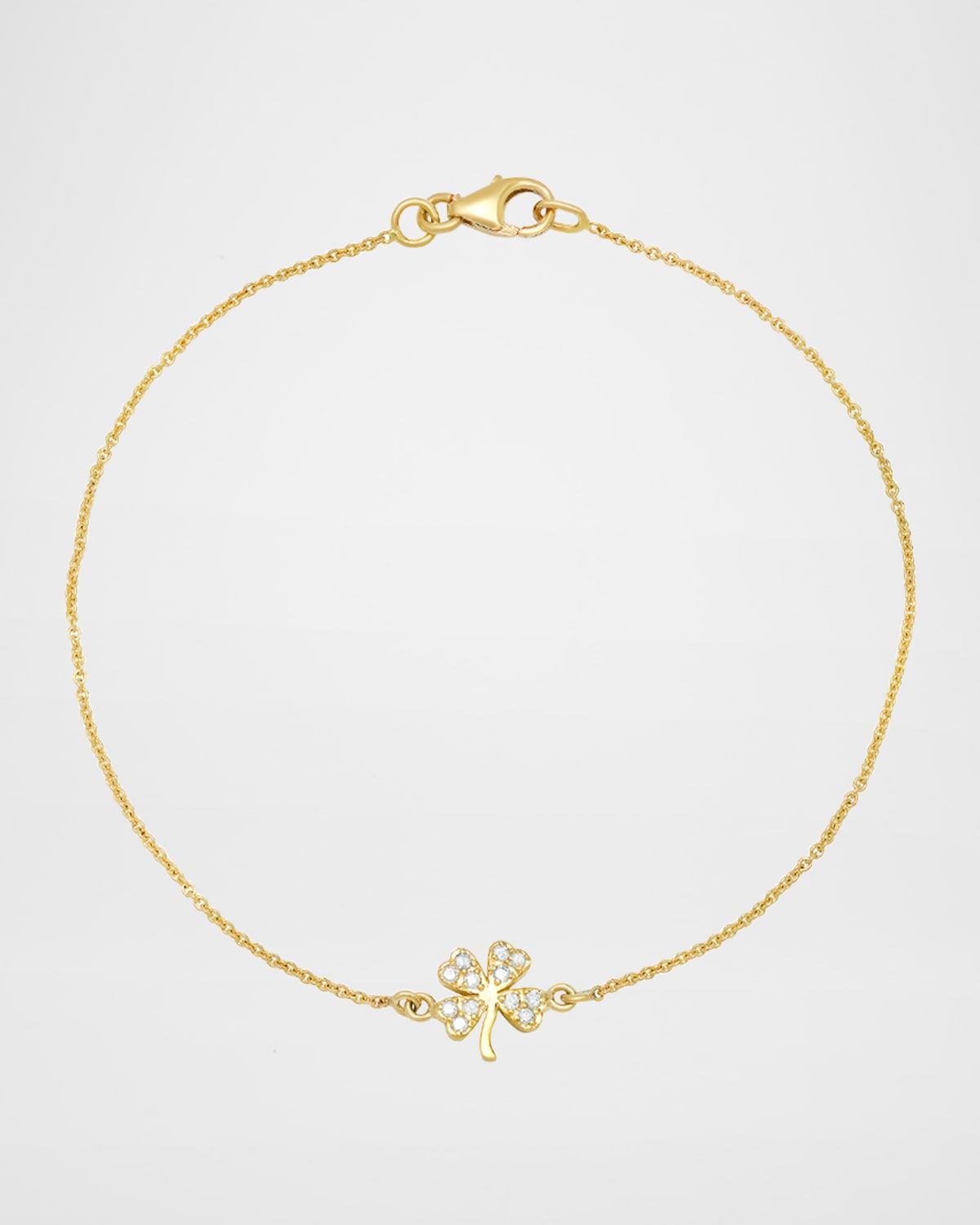 18k Yellow Gold Clover Charm Bracelet w/ Diamonds