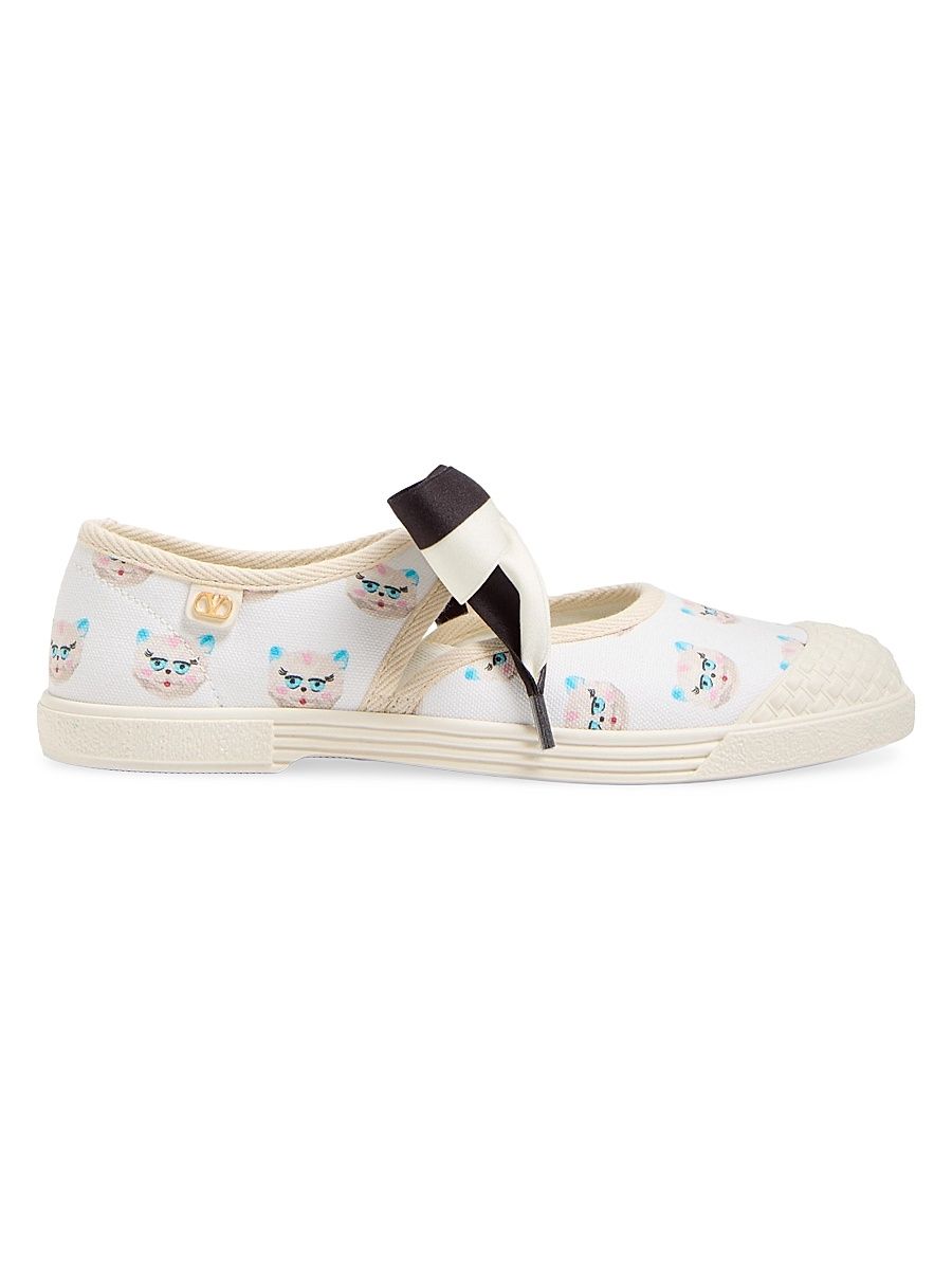 Women's Bay by Bay Ballerina Fabric Sneakers - White Multicolor - Size 5