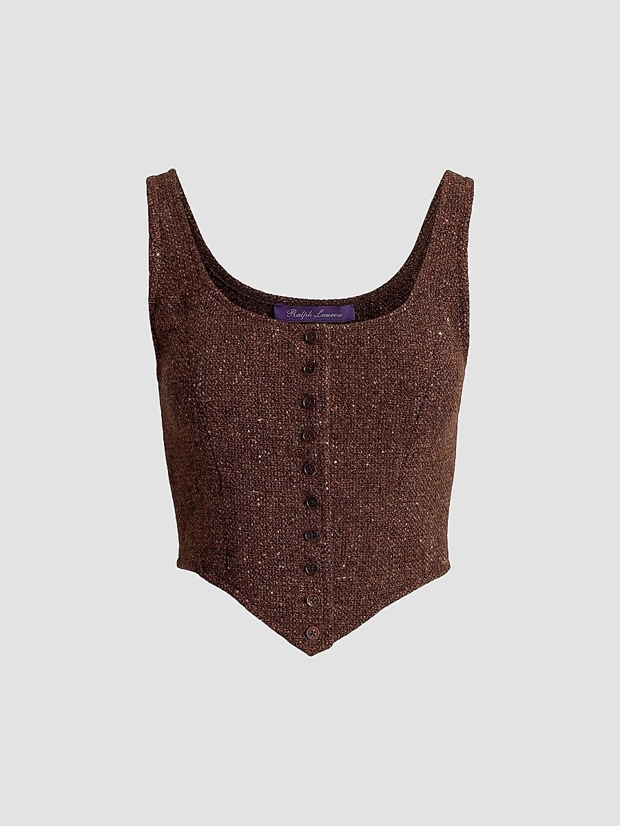 Women's Sherry Tweed Sleeveless Top - Brown - Size 8
