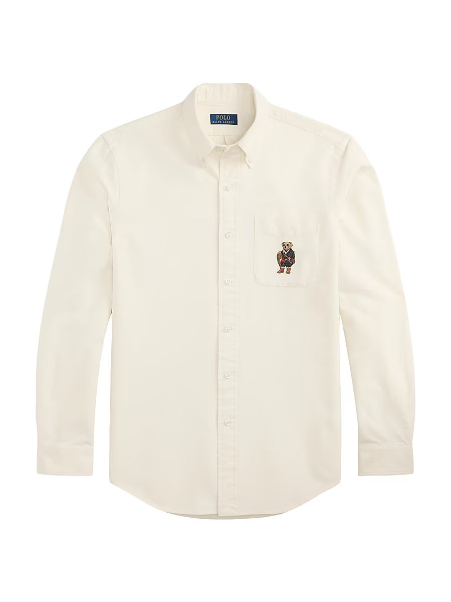 Men's Polo Bear Brushed Oxford Shirt - Herbal Milk - Size XXL