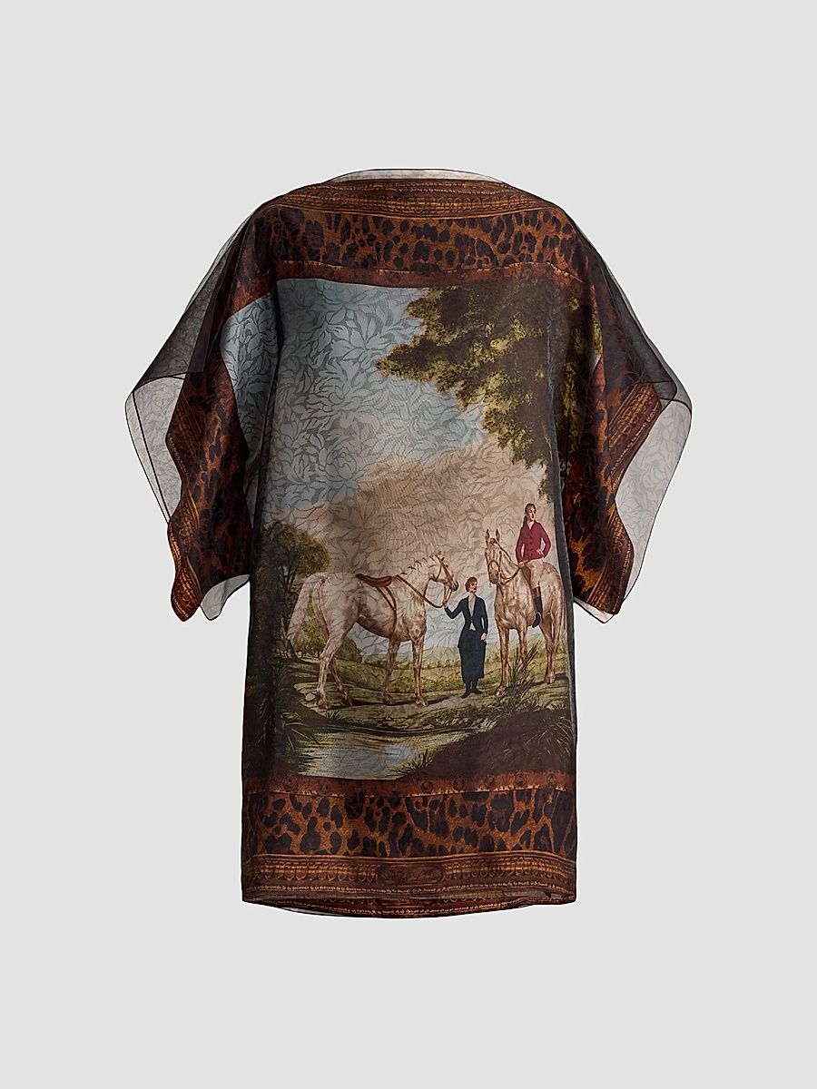 Women's Orianne Scenic Twill Tunic Dress - Tan Multi - Size 8