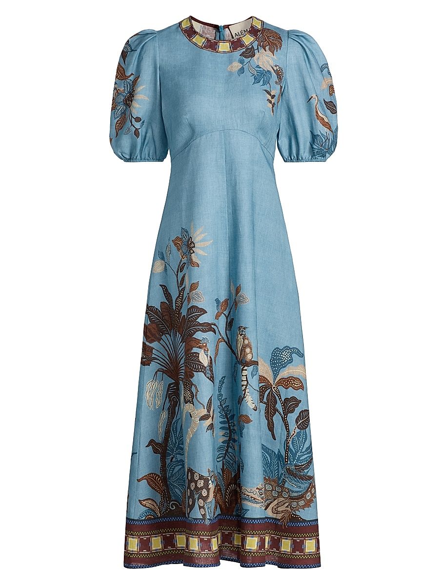 Women's Georgie Empire-Waist Linen Midi-Dress - Size 0