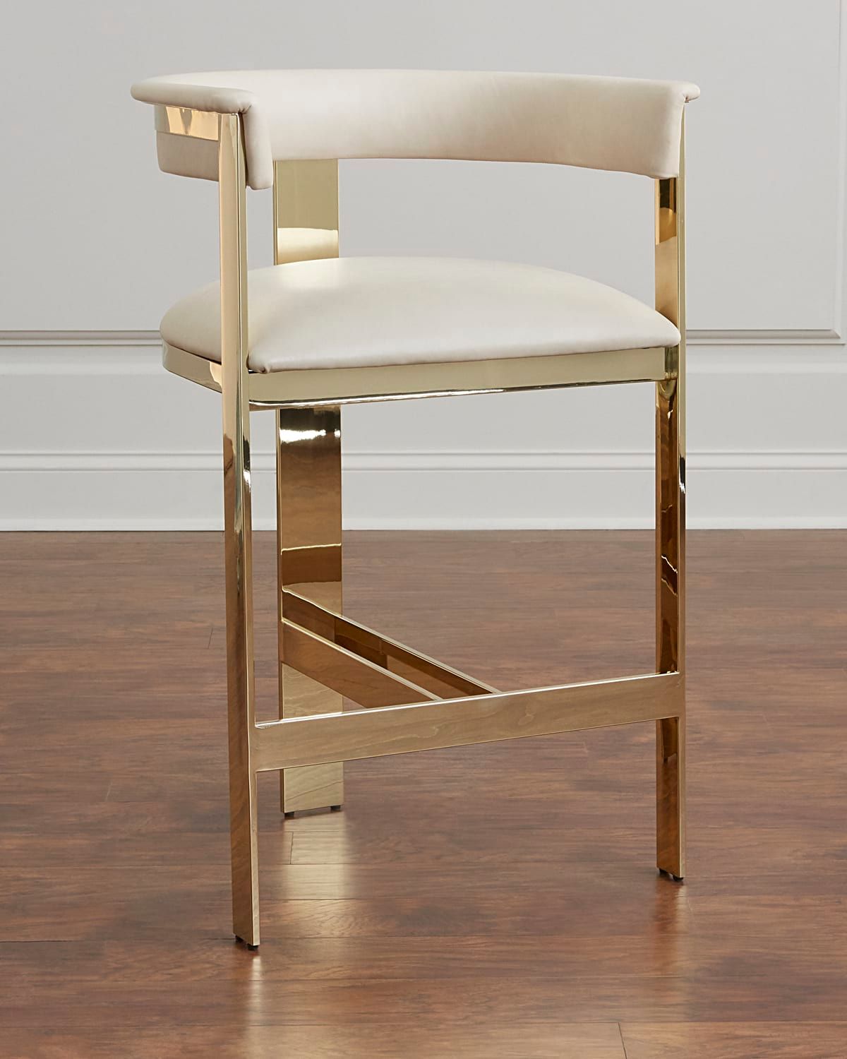 Darla Brass & Leather Bar Stool, 30"
