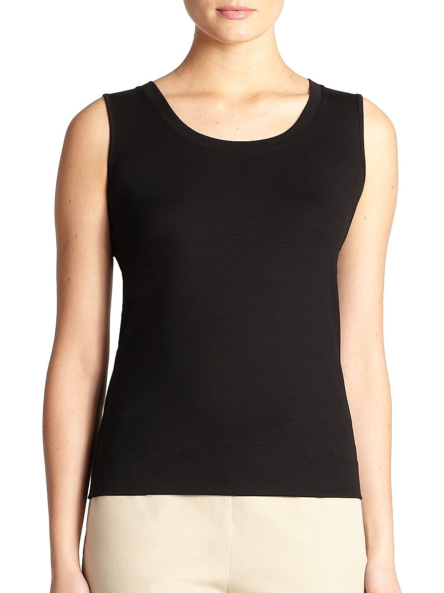 Women's Swiss Cotton Rib Scoopneck Tank Top - Black - Size XS