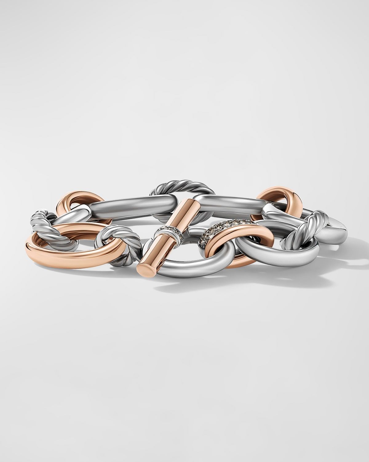 DY Mercer Bracelet with Diamonds and 18K Rose Gold in Silver, 25mm