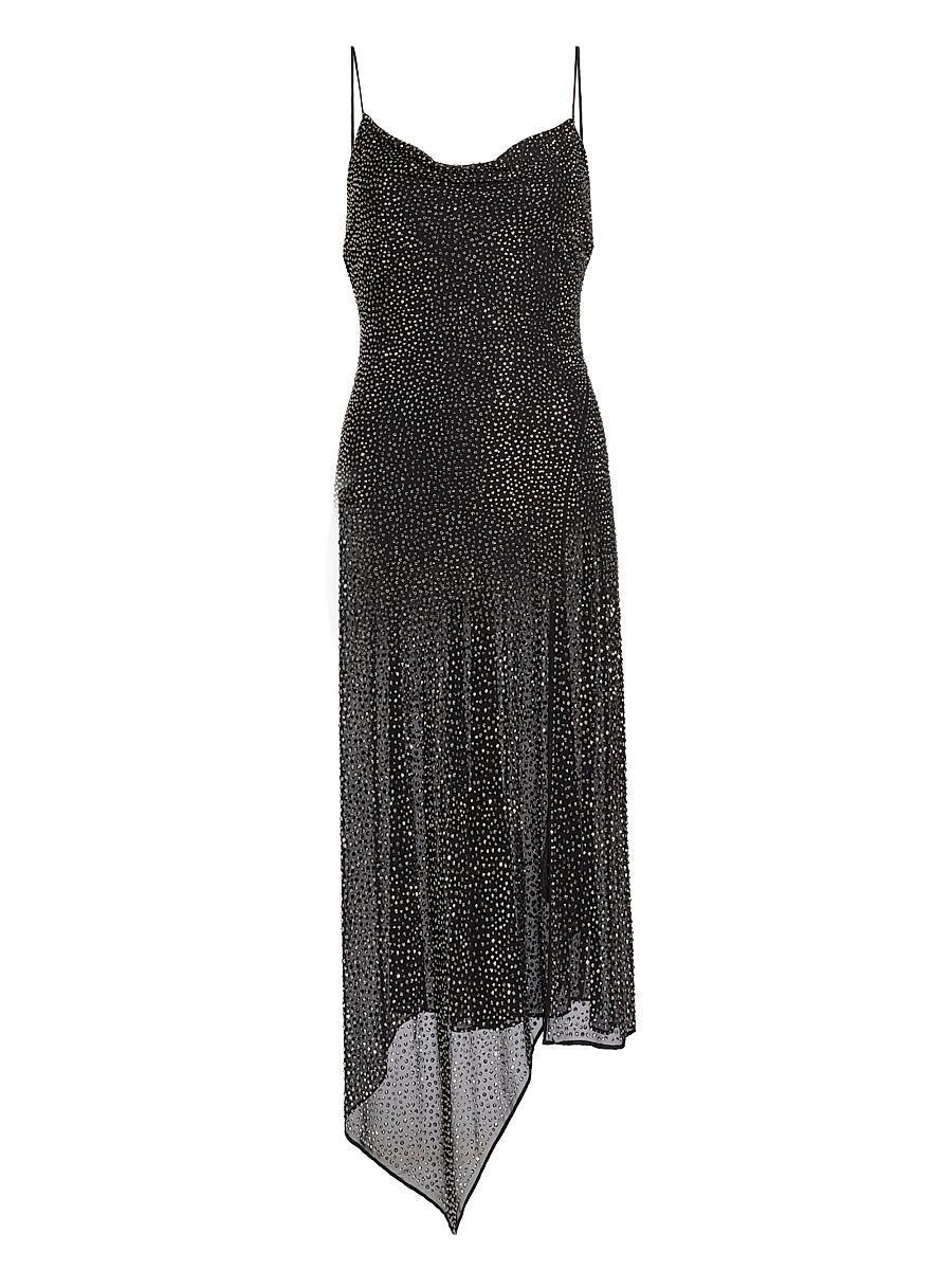 Women's Harmony Embellished Asymmetric Midi-Dress - Black - Size 14