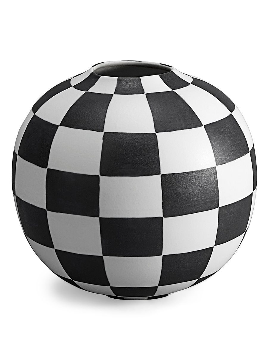 Atelier Damier Check Vase - Black White - Size XL
