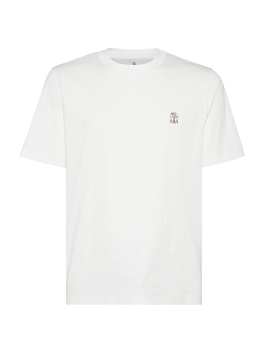 Men's Cotton Jersey Crewneck T-Shirt with Logo - Off White - Size XS