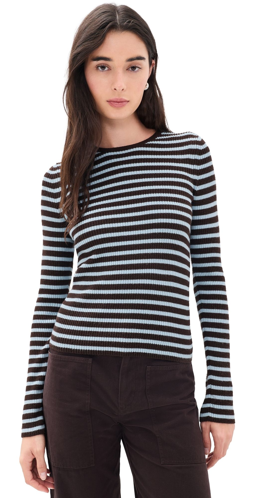 La Ligne Striped Fitted Sweater Chocolate/Sky M