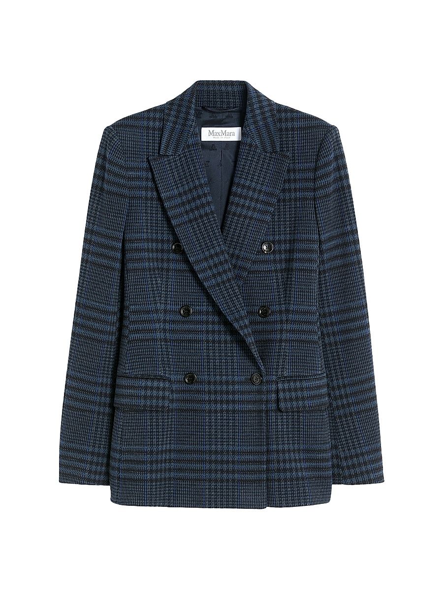 Women's Double Breasted Jacquard Jersey Blazer - China Blue - Size 14