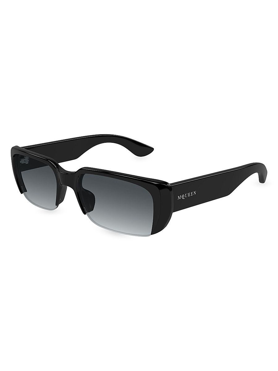 Men's McQueen Horizon 56MM Rectangular Sunglasses - Black