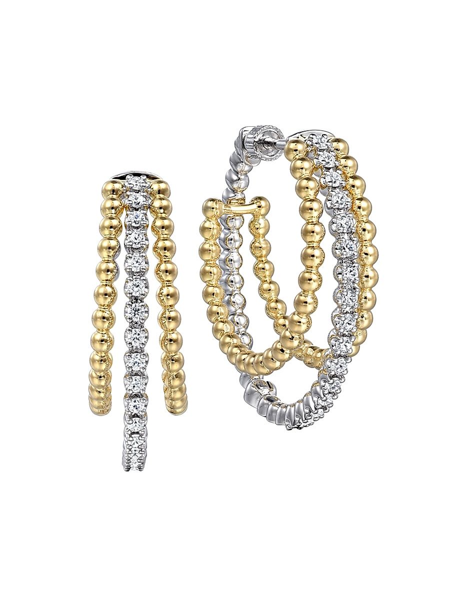 Women's Bujukan 14K White & Yellow Gold & 0.50 TCW Diamond Hoops - Yellow Gold