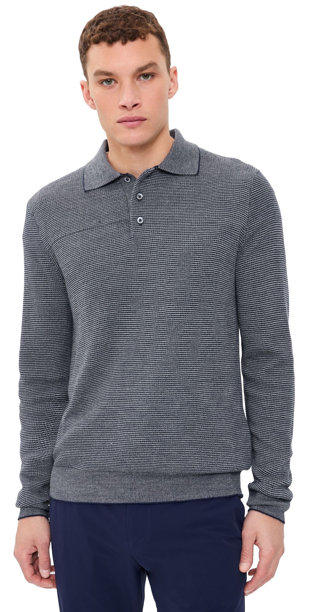 RLX Ralph Lauren Merino Coolmax Striped Polo Sweater Navy Combo XL