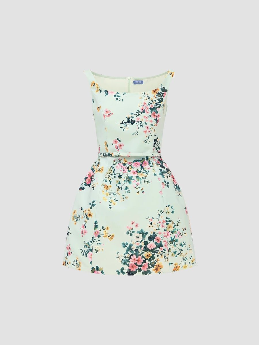 Women's Sojourn Lyra Floral Mini Dress - Posy In Mint - Size 14