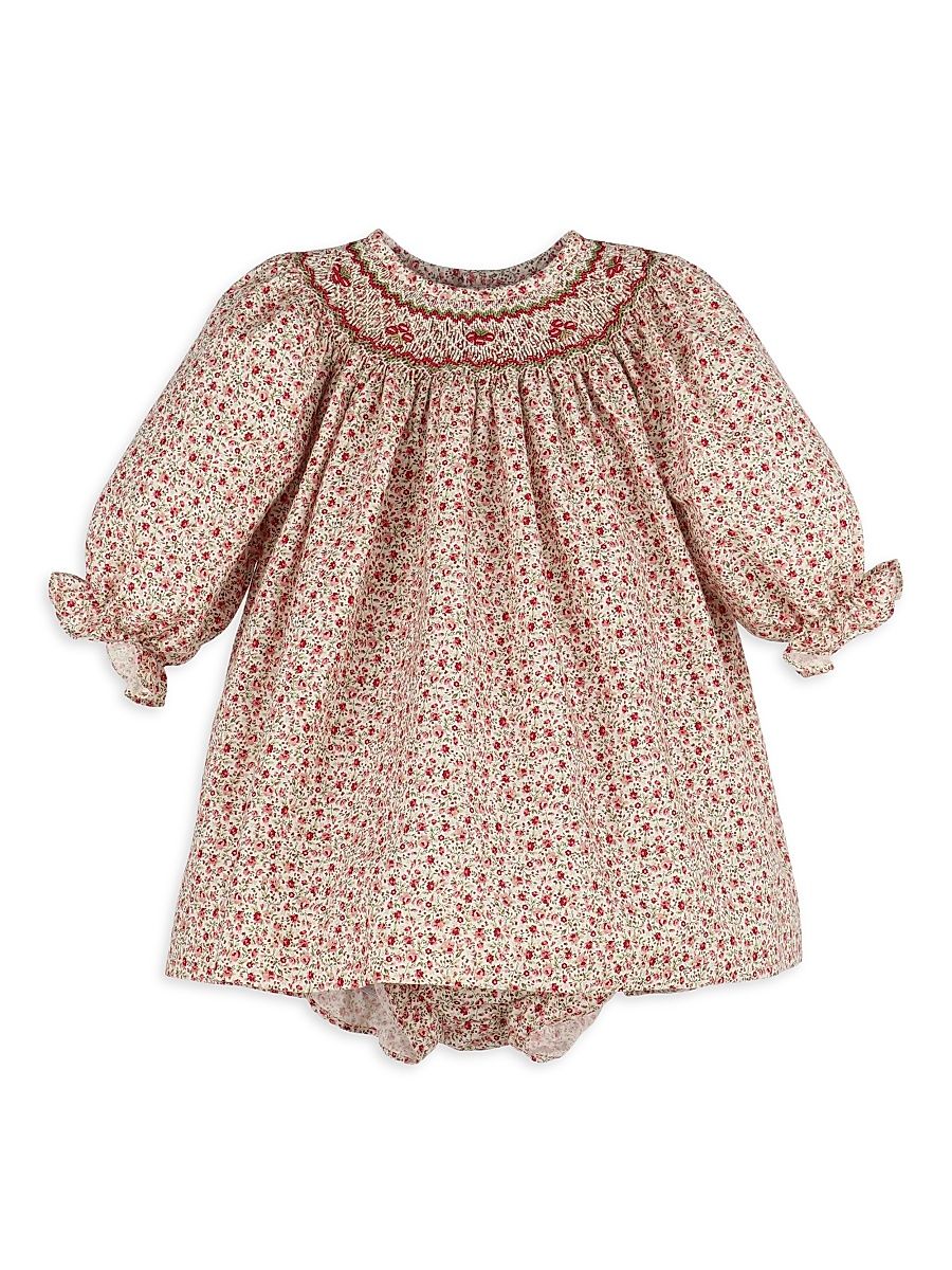 Baby Girl's Floral Cotton Dress & Bloomers Set - Red - Size 24 Months
