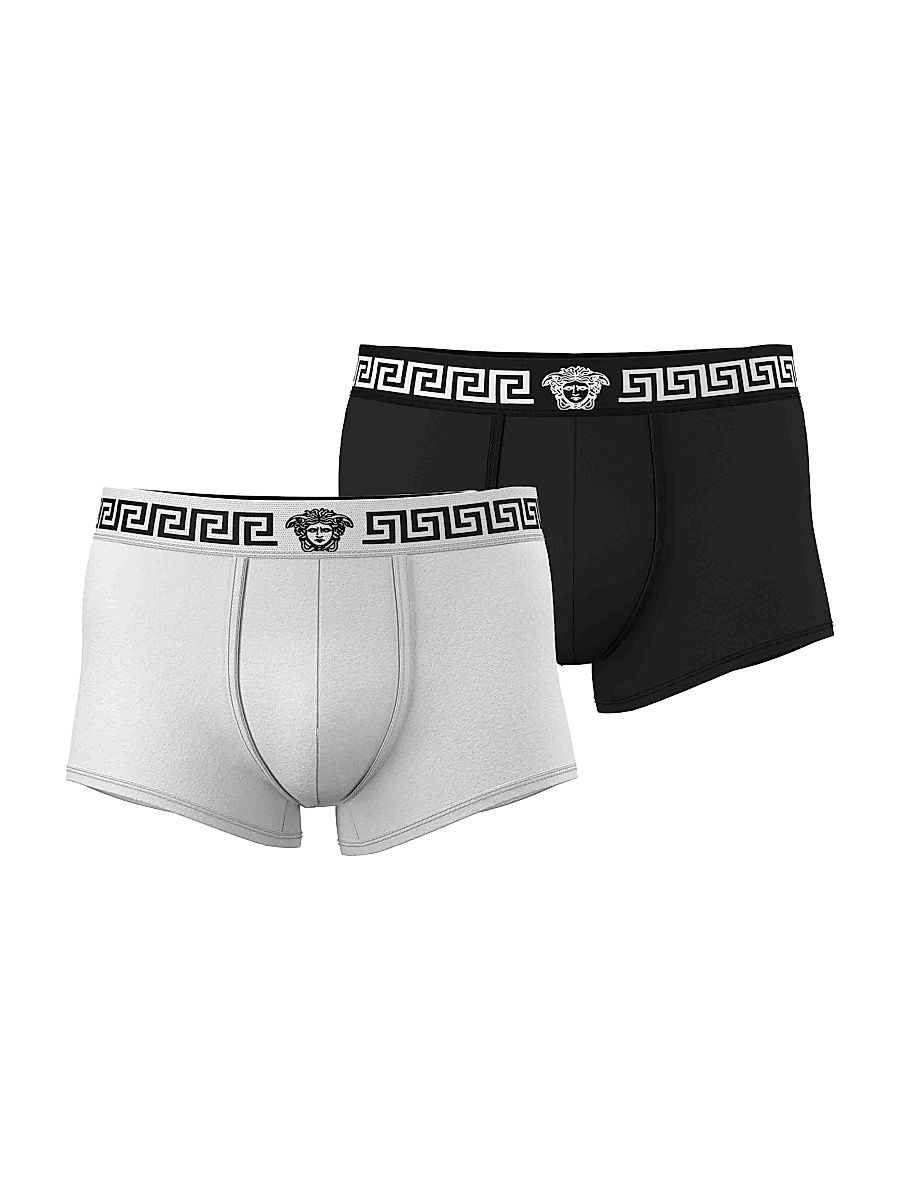 Men's 2-Pack Medusa Stretch-Cotton Trunks - White Black - Size XL