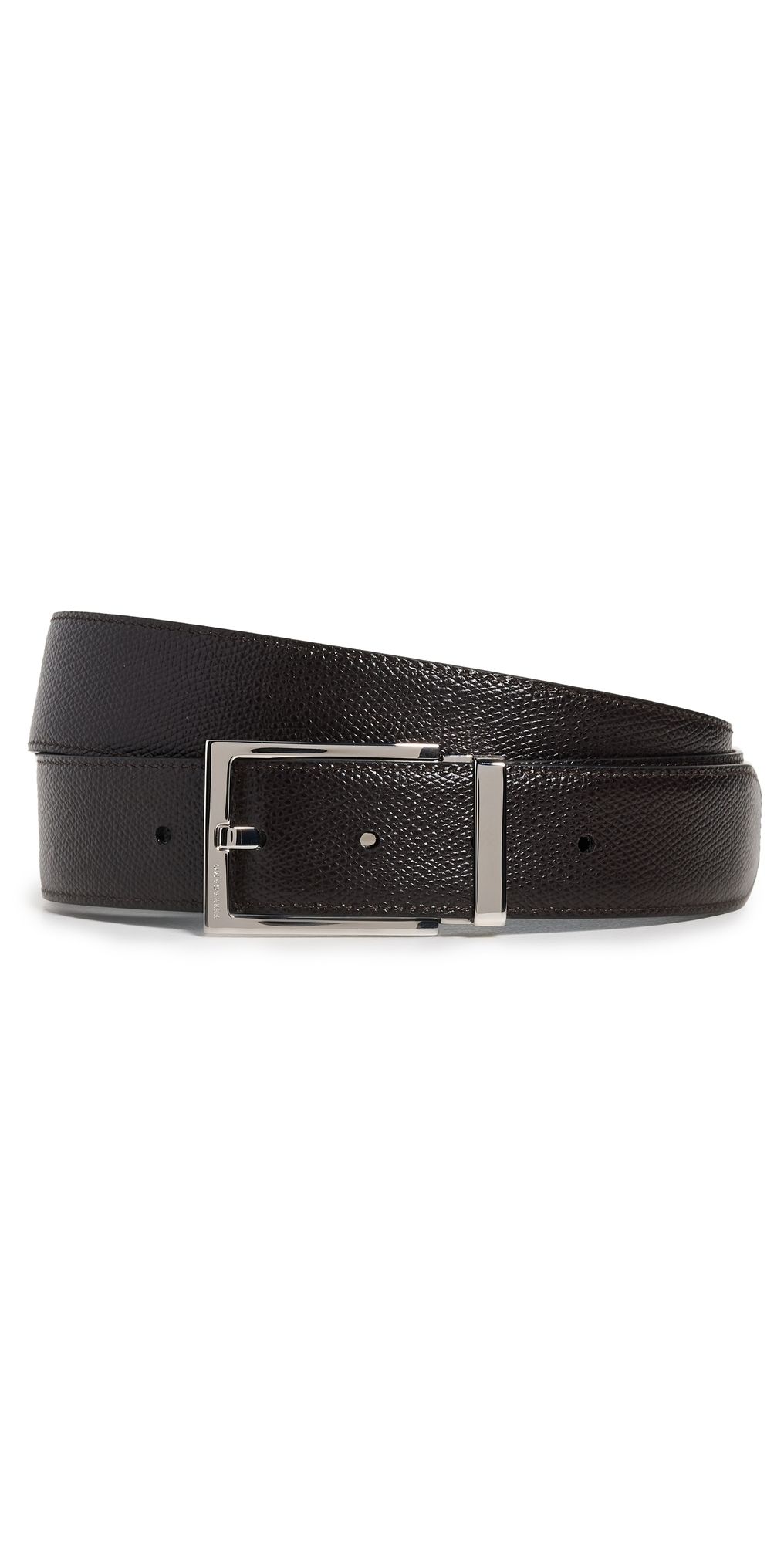 FERRAGAMO Saddle Stamp Reversible Belt Nero/Hickory 115